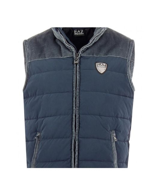 EA7 Blue Logo Sleeveless Down Jacket for men