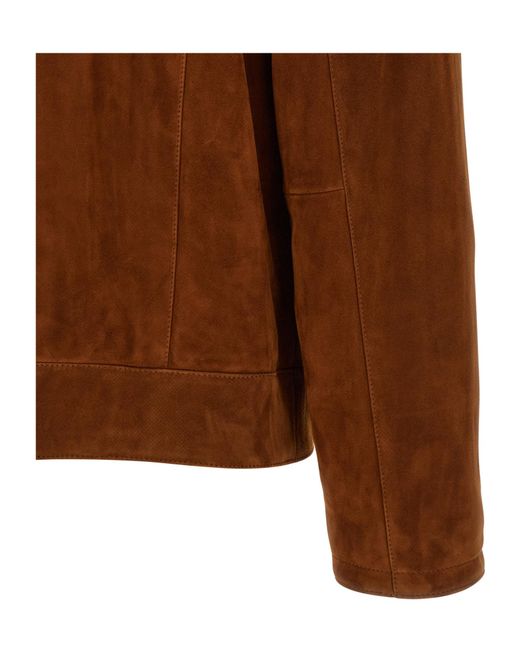 Brioni Brown Suede Zip-Front Jacket for men