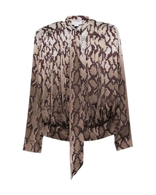 Stella McCartney Brown Tie Snake Print Top