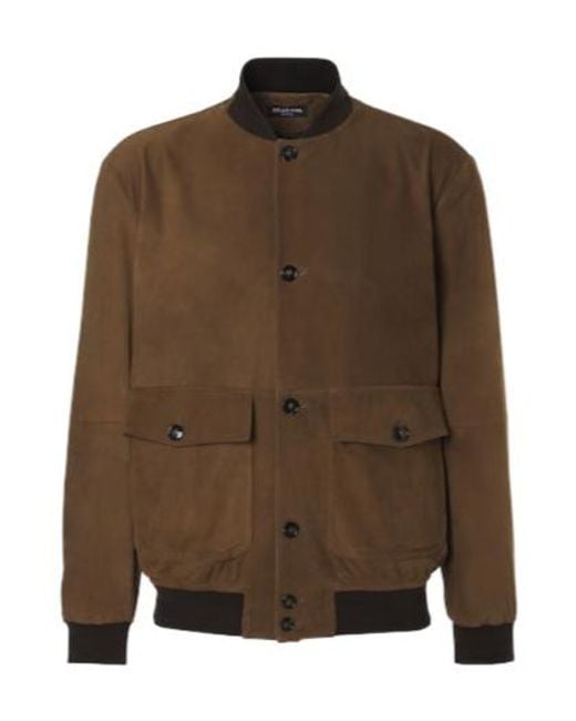 Kiton Brown Suede Bomber Jacket for men