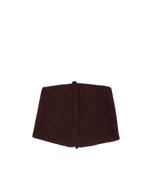 Our Legacy Brown Diamond-Shaped Knitted Mini Scarf for men