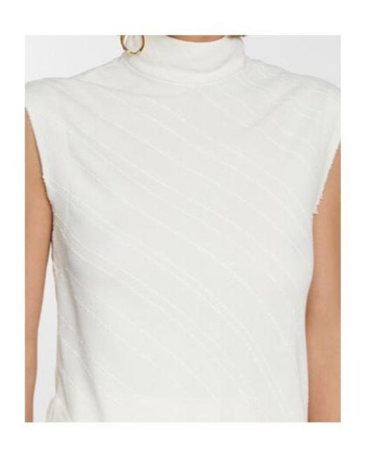 Proenza Schouler White Fringe-Trimmed Crêpe Top