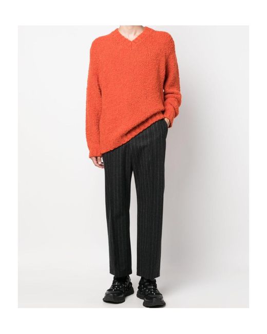sunflower Orange Aske Wool V-Neck Sweater for men