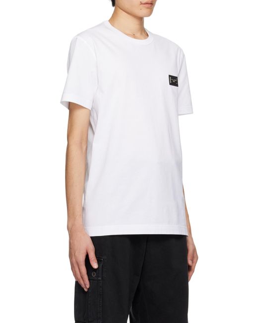 Dolce & Gabbana White Logo Plaque Short Sleeved T-Shirt for men