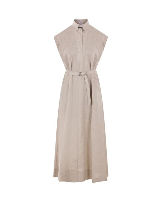 Brunello Cucinelli Natural Sleeveless Dress