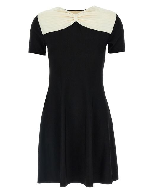 Valentino Black Bow Detailed Short-Sleeved Mini Dress