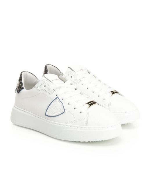 Philippe Model White Logo Lace-Up Low-Top Casual Shoes