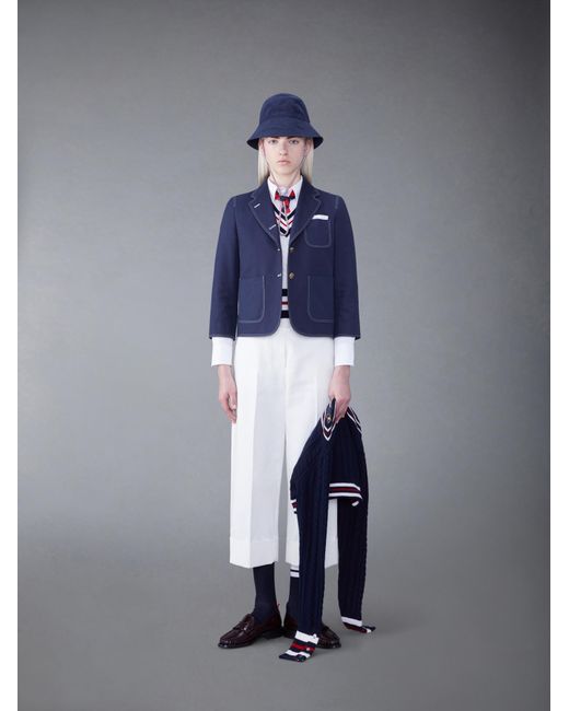 Thom Browne White Rwb-Stripe Cashmere Top