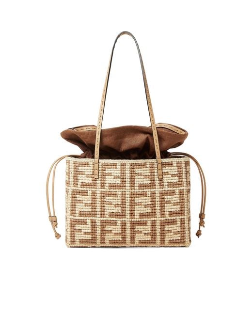 Fendi Metallic Small Roll Ff Crochet Drawstring Bucket Bag