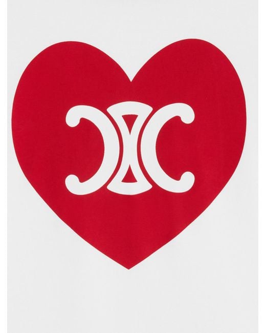 Céline White Heart Triomphe T-Shirt