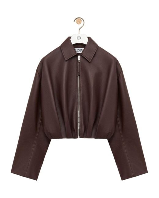Loewe Brown Draped Leather Jacket