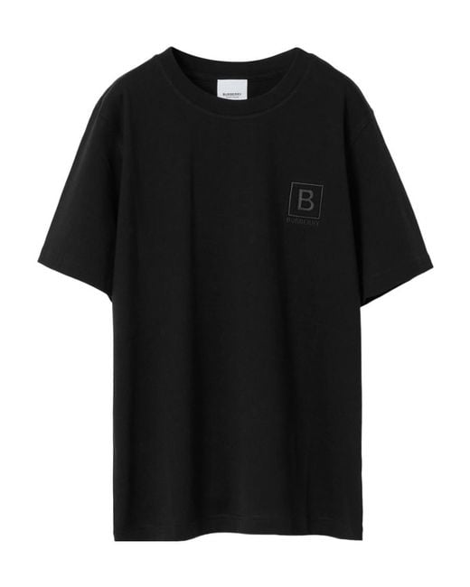 Burberry Black Letter Pattern Short-Sleeved T-Shirt