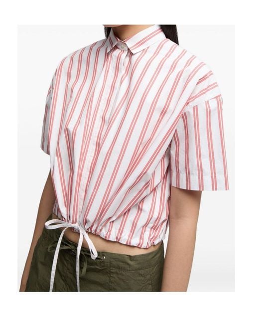 Aspesi Pink Striped Tie Shirt