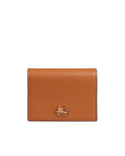 Etro Brown Logo Plaque Bi-Fold Wallet