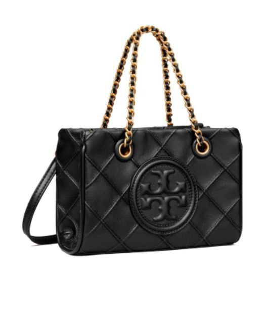 Tory Burch Black Fleming Logo Embossed Mini Tote Bag