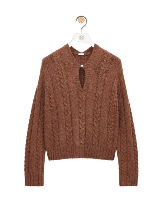 Loewe Brown V-Neck Knitted Jumper