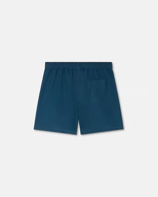 Versace Blue Patterned-Stripe Swim Shorts for men