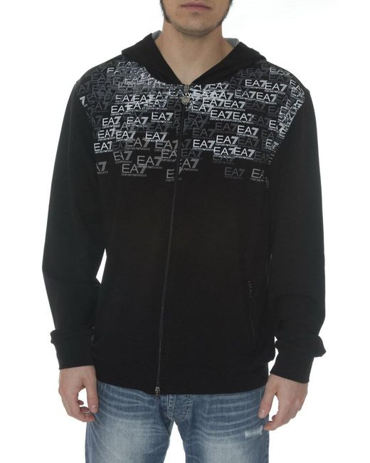 EA7 Black Logo Zipper Casual Jacket for men