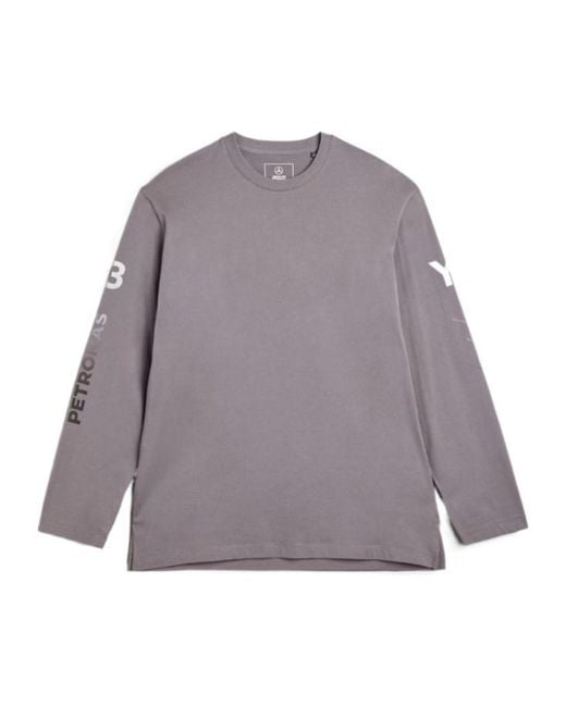 Y-3 Gray Mercedes Chaos Logo Long Sleeve T-Shirt for men