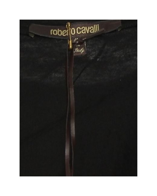 Roberto Cavalli Black T-Shirt With Round Neck And Long Sleeves for men