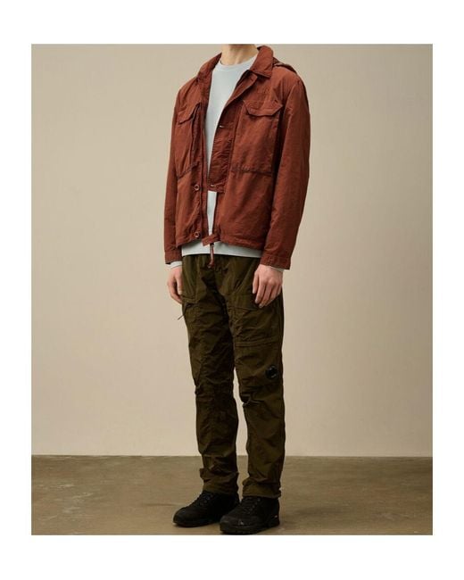 C P Company Brown Flatt Goggle Overshirt for men