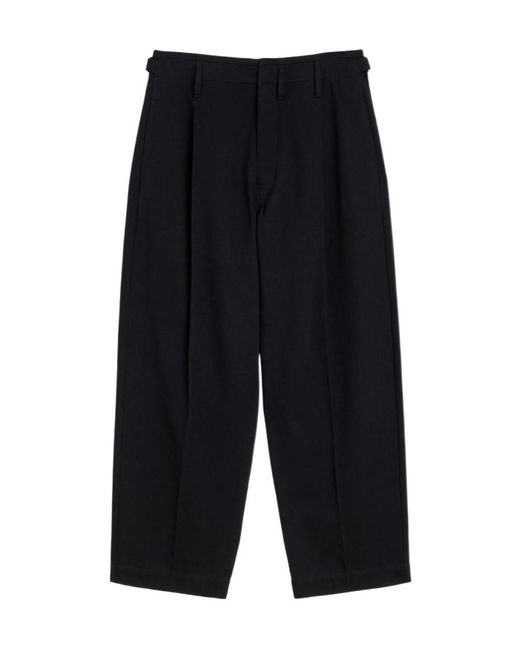 Lemaire Blue Pleated Straight Leg Trousers for men