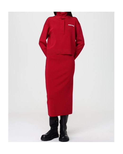 Patrizia Pepe Red Drawstring Knitted Skirt
