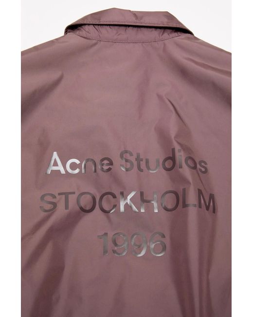 Acne Purple Logo-Print Zip-Up Lightweigt Jacket for men
