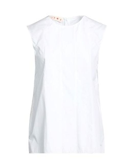 Marni White Solid-Colored Sleeveless Top