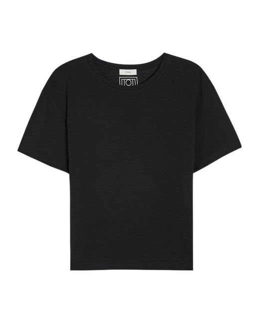 Totême Black Solid-Color Cotton T-Shirt