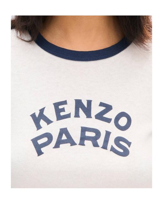 KENZO White Logo Printed Crewneck T-Shirt