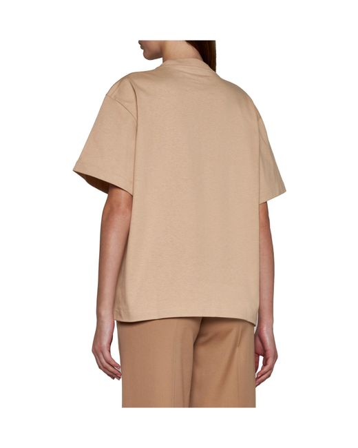 Jil Sander Natural Logo Printed Crewneck T-Shirt