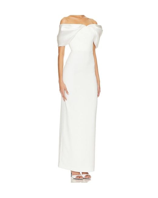 Solace London White Dakota Off-Shoulder Maxi Dress