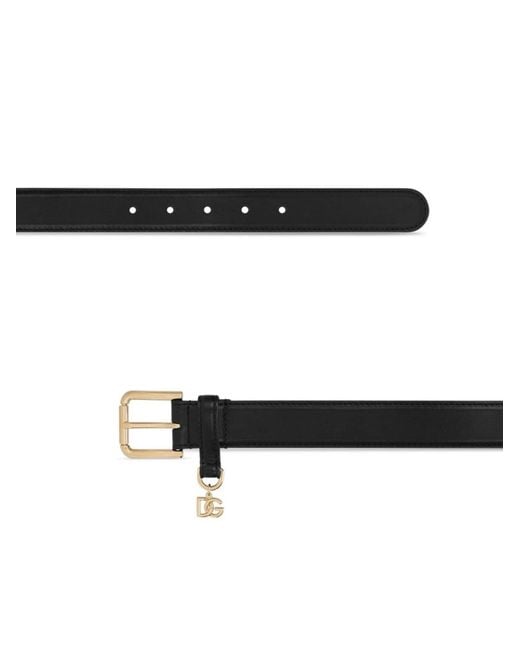 Dolce & Gabbana White Dg Logo Plaque Belt