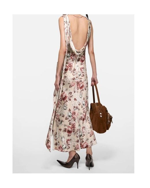 Acne White Draped Print Dress