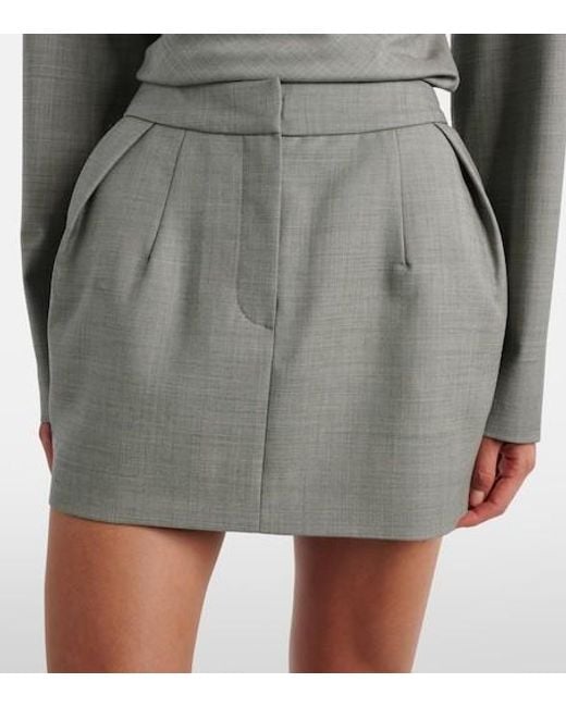 Magda Butrym Gray Pleated Wool-Blend Miniskirt