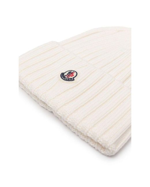 Moncler White Wool Beanie