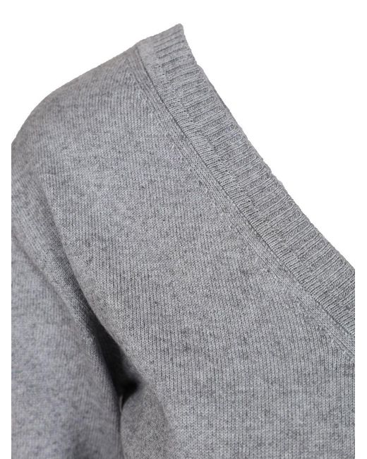 Vivienne Westwood Gray Cropped V-Neck Jumper