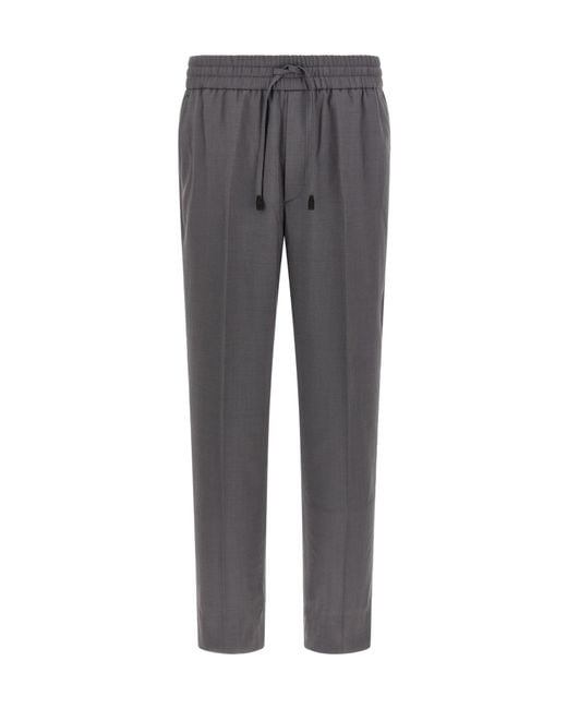 Brioni Gray Drawstring Casual Pants for men