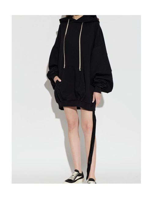 Rick Owens Blue Oversized Drawstring Hoodie