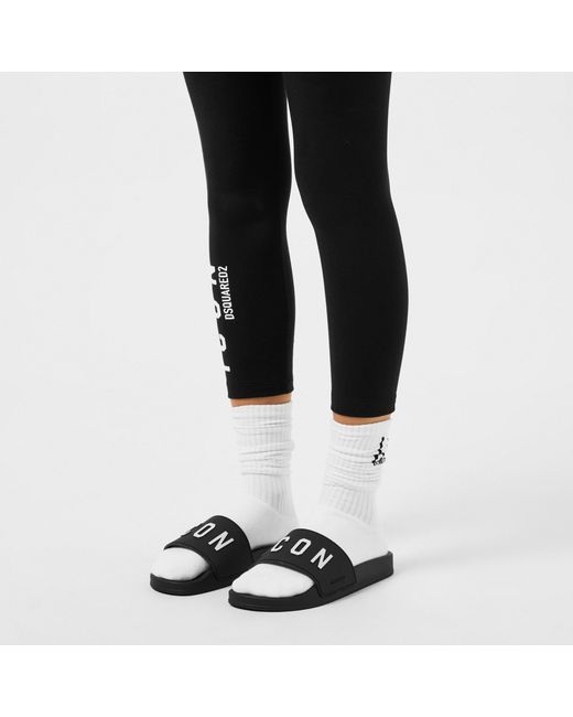DSquared² White Printed Flat Slippers