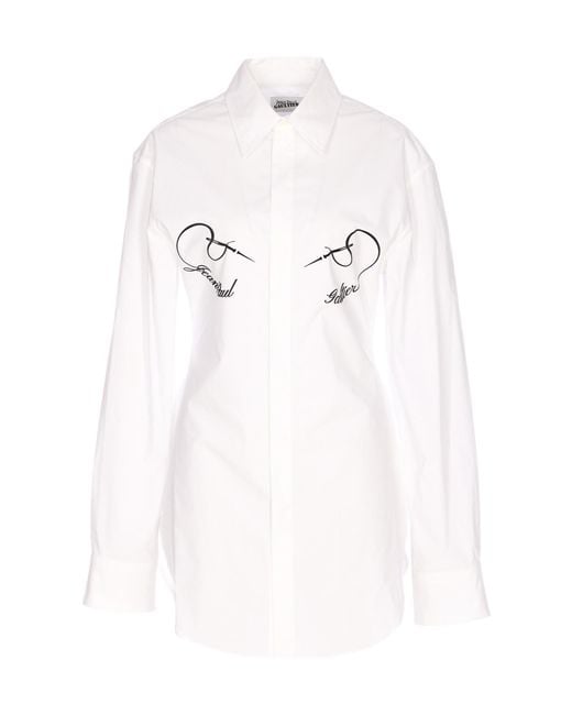 Jean Paul Gaultier White Long Sleeve Printed Shirt