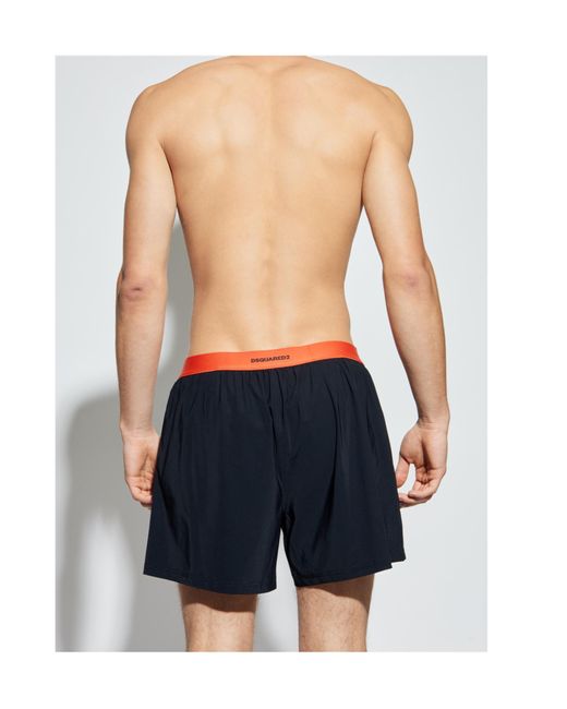 DSquared² Blue Logo-Embroidered Boxers for men