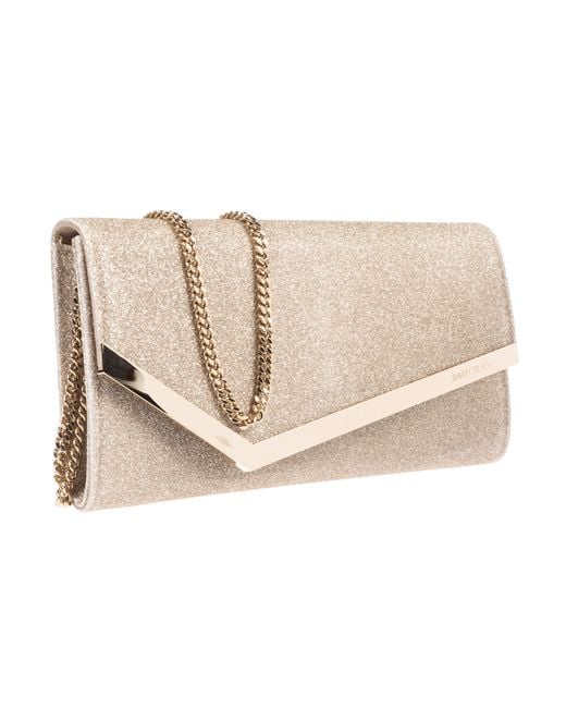 Jimmy Choo Natural Emmie Glittered Clutch Bag