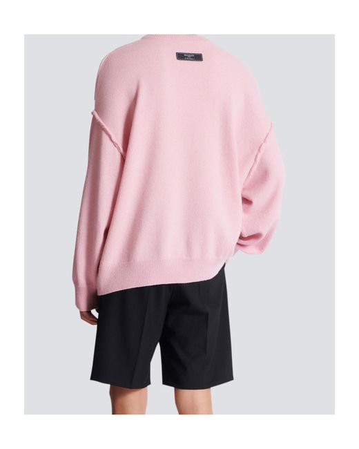 Balmain Pink Eco-Cashmere Sweatshirt for men