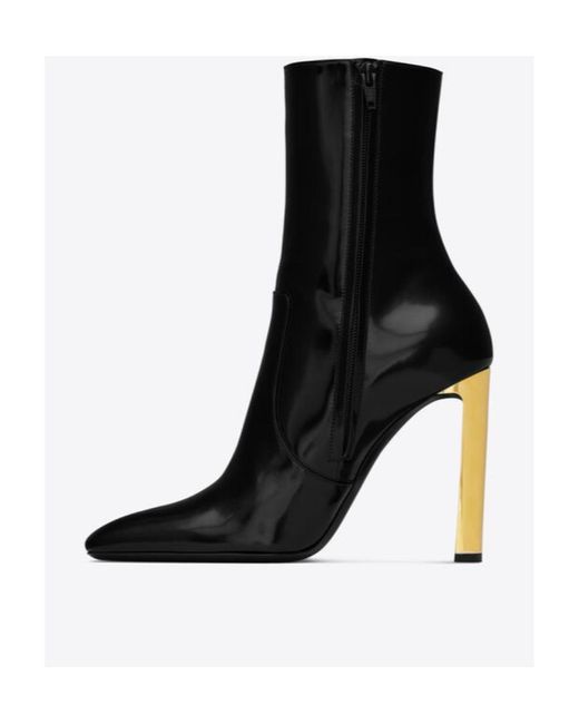 Saint Laurent Black Auteuil Pointed Toe Ankle Boots
