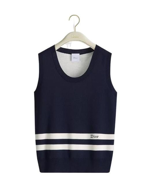 Dior Blue Marinière Fitted Sweater Vest