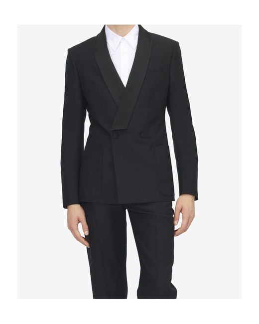 McQueen Blue Double-Breasted Shawl-Lapel Blazer for men