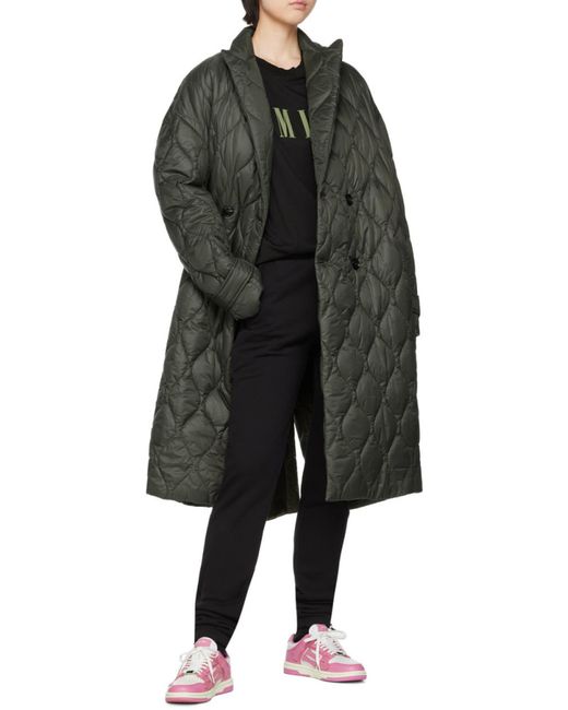 Amiri Green Double-Breasted Quilted Coat