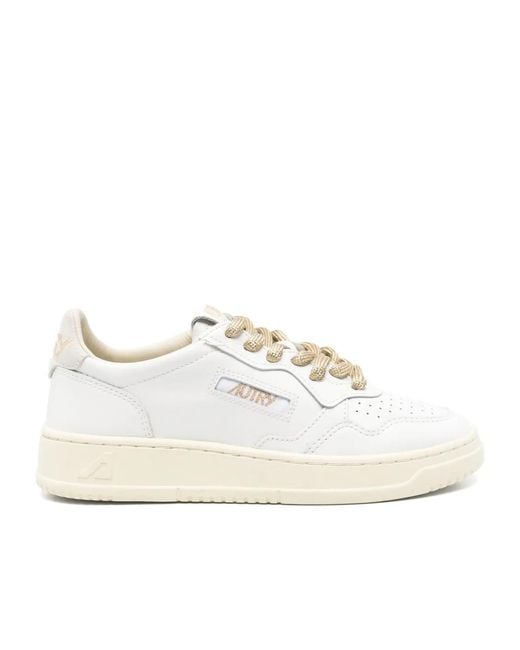 Autry White Medalist Lace-Up Sneakers
